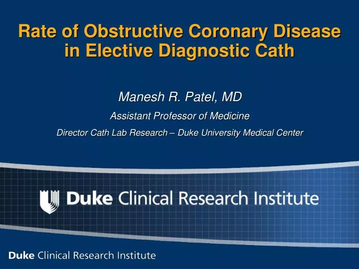 rate of obstructive coronary disease in elective diagnostic cath