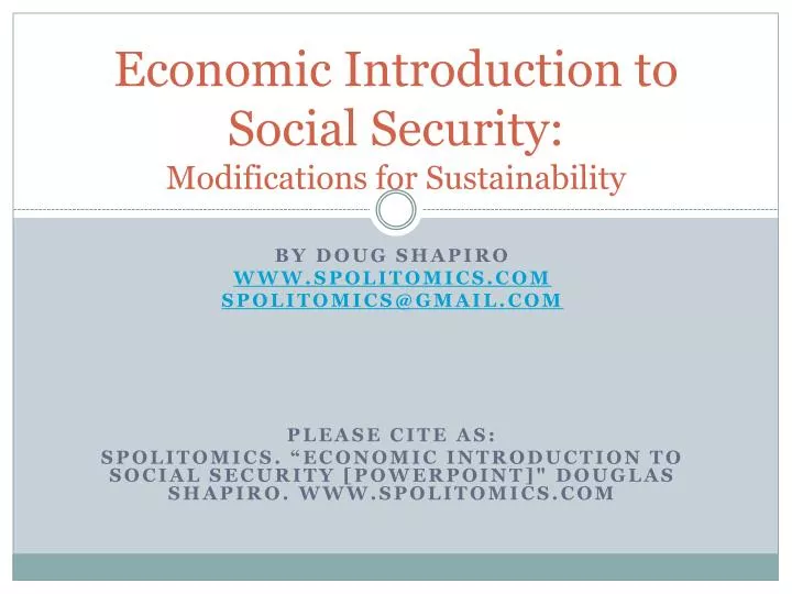 economic introduction to social security modifications for sustainability