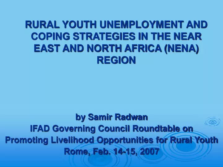 rural youth unemployment and coping strategies in the near east and north africa nena region