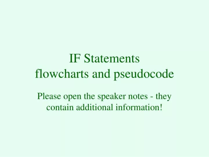 if statements flowcharts and pseudocode