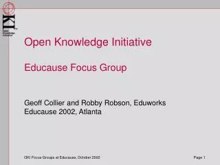 Open Knowledge Initiative Educause Focus Group