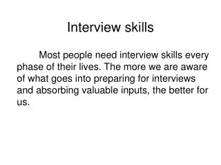 Interview skills