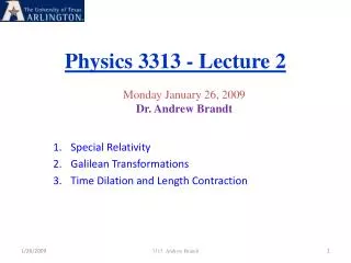 Physics 3313 - Lecture 2