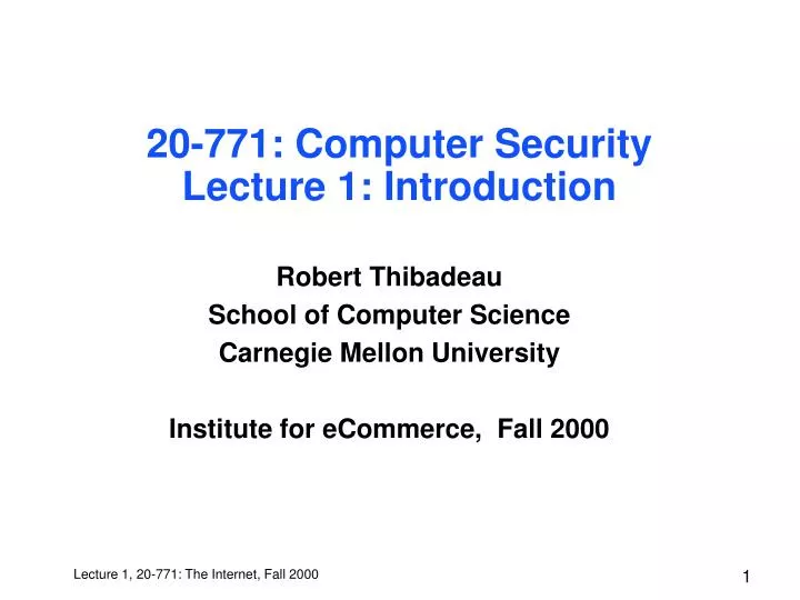 20 771 computer security lecture 1 introduction