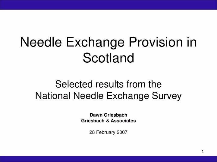 needle exchange provision in scotland