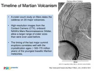 Timeline of Martian Volcanism