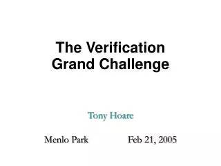 The Verification Grand Challenge