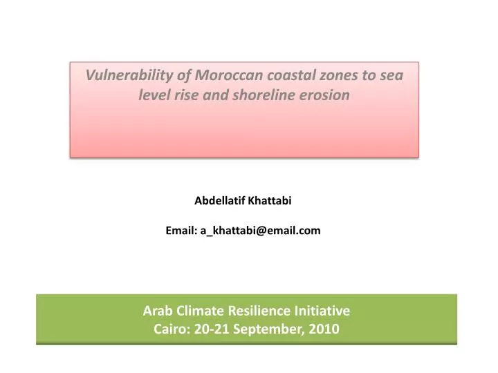 arab climate resilience initiative cairo 20 21 september 2010