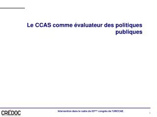 Le CCAS comme évaluateur des politiques publiques