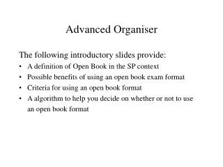 Advanced Organiser