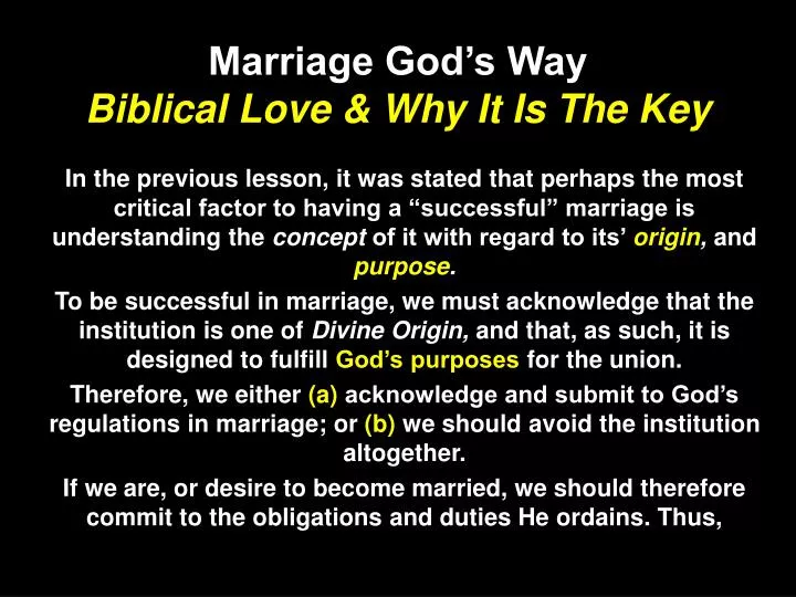 marriage god s way biblical love why it is the key