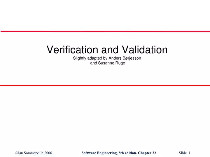 verification and validation slightly adapted by anders b rjesson and susanne ruge