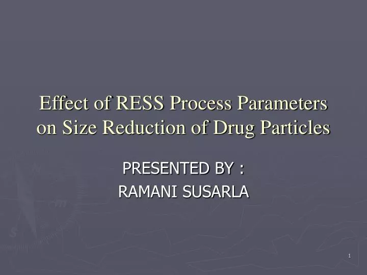 effect of ress process parameters on size reduction of drug particles