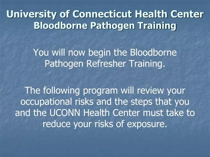 university of connecticut health center bloodborne pathogen training