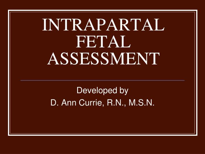 intrapartal fetal assessment