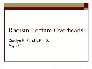 Racism Lecture Overheads