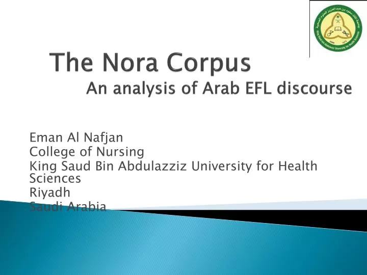 the nora corpus an analysis of arab efl discourse
