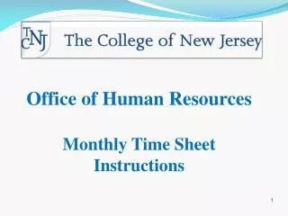 Office of Human Resources Monthly Time Sheet Instructions