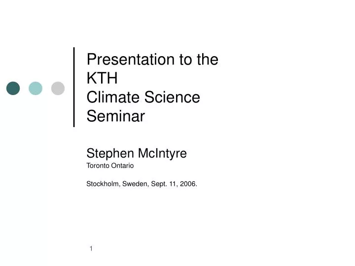 presentation to the kth climate science seminar