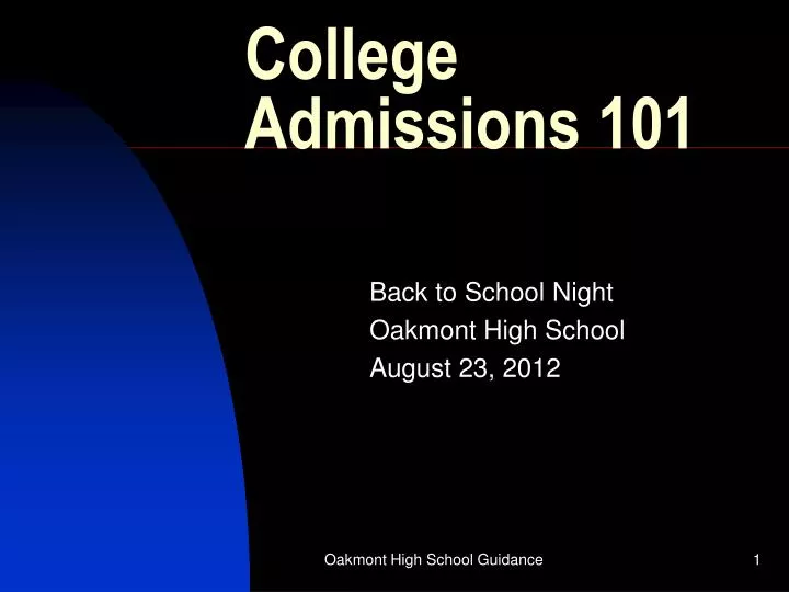 college admissions 101
