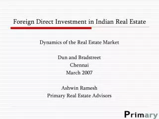 Foreign Direct Investment in Indian Real Estate