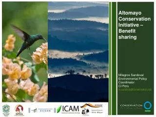 Altomayo Conservation Initiative – Benefit sharing Mil agros Sandoval Environmental Policy Coordinator CI Peru m.sando