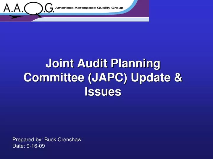 joint audit planning committee japc update issues