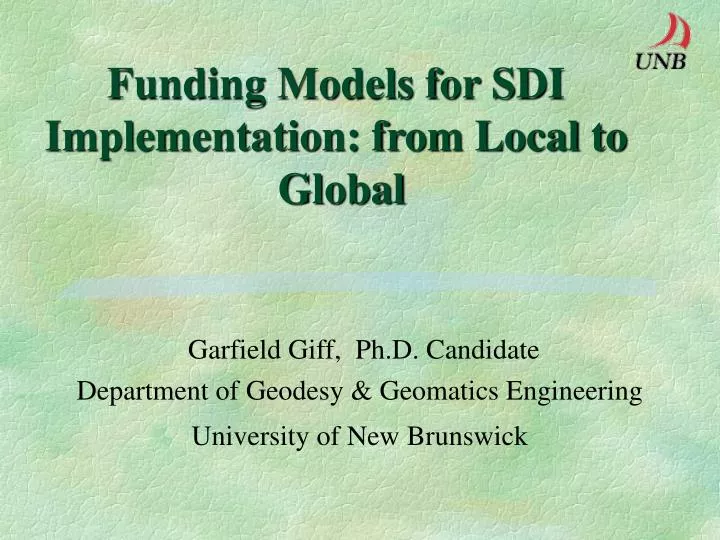 funding models for sdi implementation from local to global