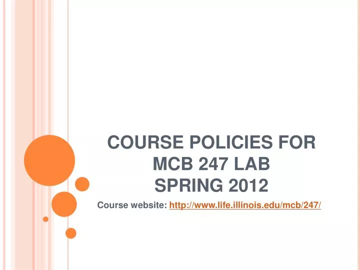 course policies for mcb 247 lab spring 2012