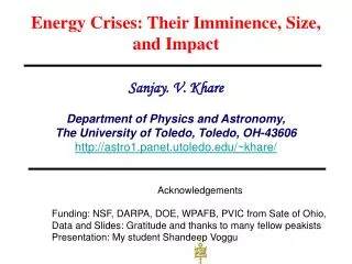 Energy Crises: Their Imminence, Size, and Impact