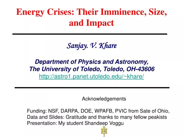 energy crises their imminence size and impact