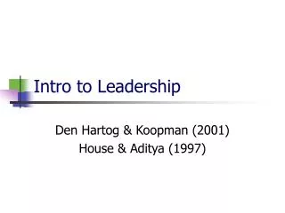 Intro to Leadership