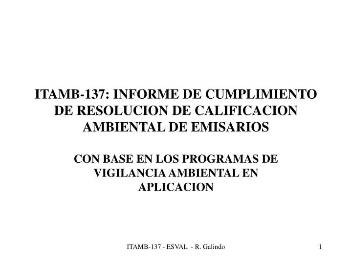 itamb 137 informe de cumplimiento de resolucion de calificacion ambiental de emisarios