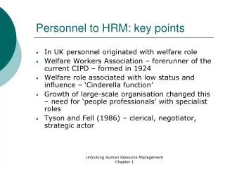 Personnel to HRM: key points