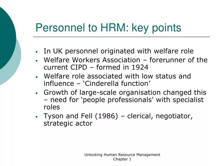 personnel to hrm key points