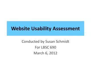 Website Usability Assessment