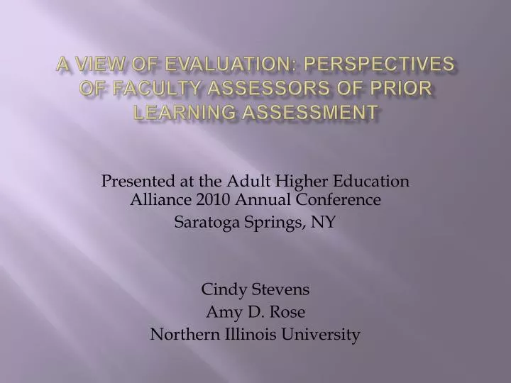a view of evaluation perspectives of faculty assessors of prior learning assessment