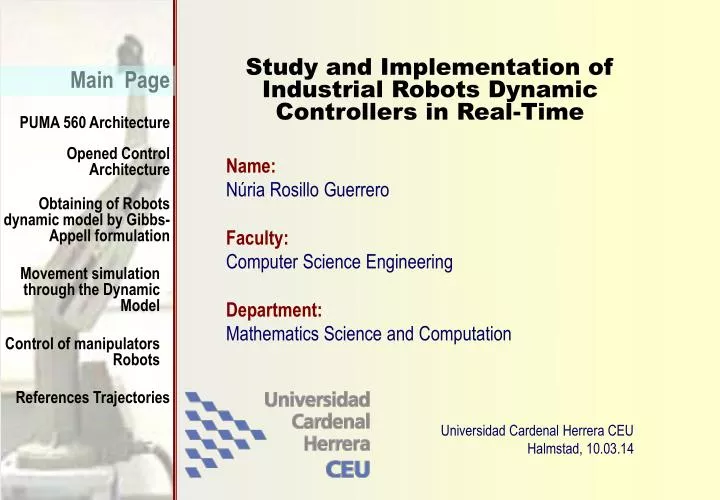 study and implementation of industrial robots dynamic controllers in real time