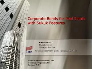Corporate Bonds for Real Estate with Sukuk Features