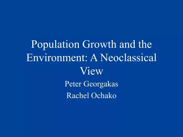population growth and the environment a neoclassical view