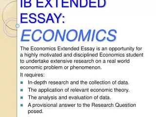 IB EXTENDED ESSAY: ECONOMICS