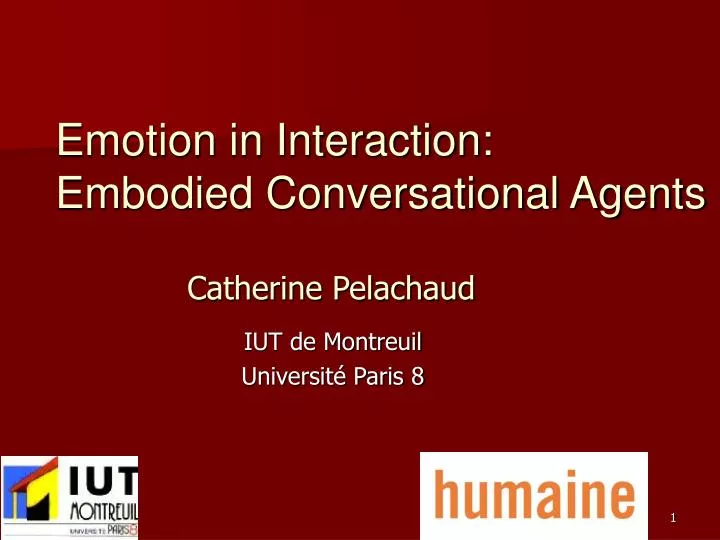 emotion in interaction embodied conversational agents