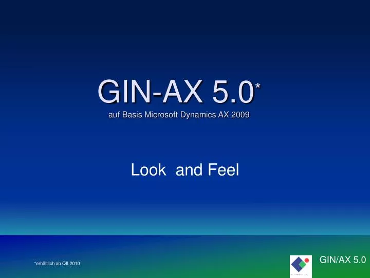 gin ax 5 0 auf basis microsoft dynamics ax 2009