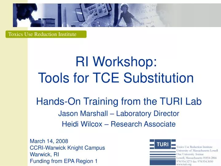 ri workshop tools for tce substitution
