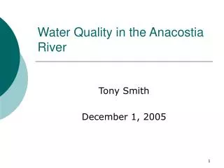 Water Quality in the Anacostia River