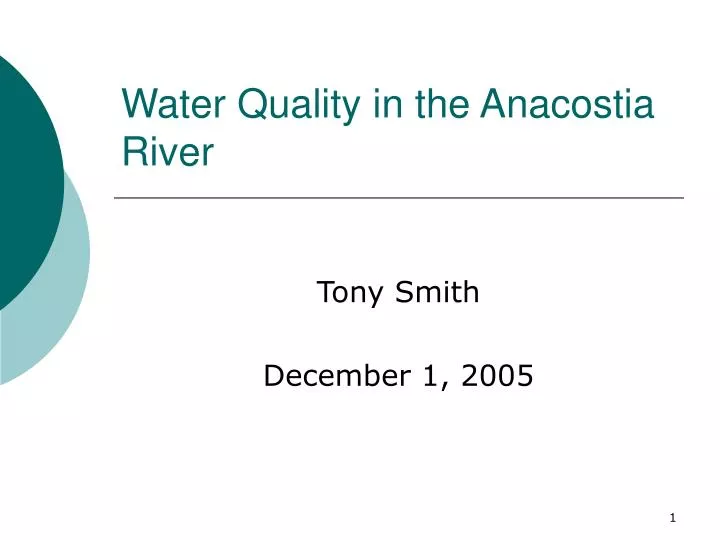 water quality in the anacostia river
