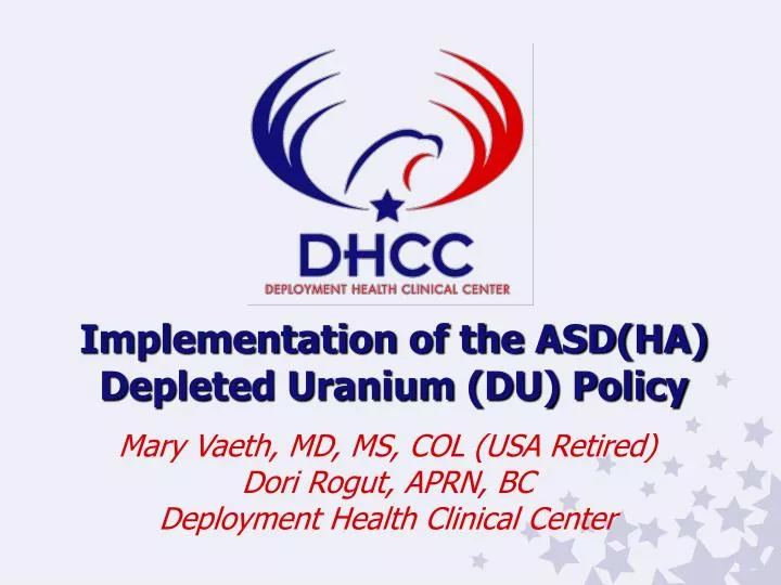 implementation of the asd ha depleted uranium du policy