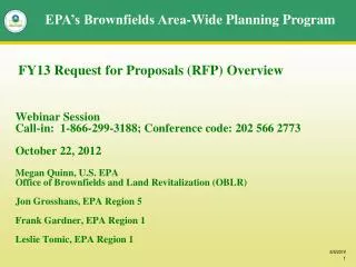 FY13 Request for Proposals (RFP) Overview