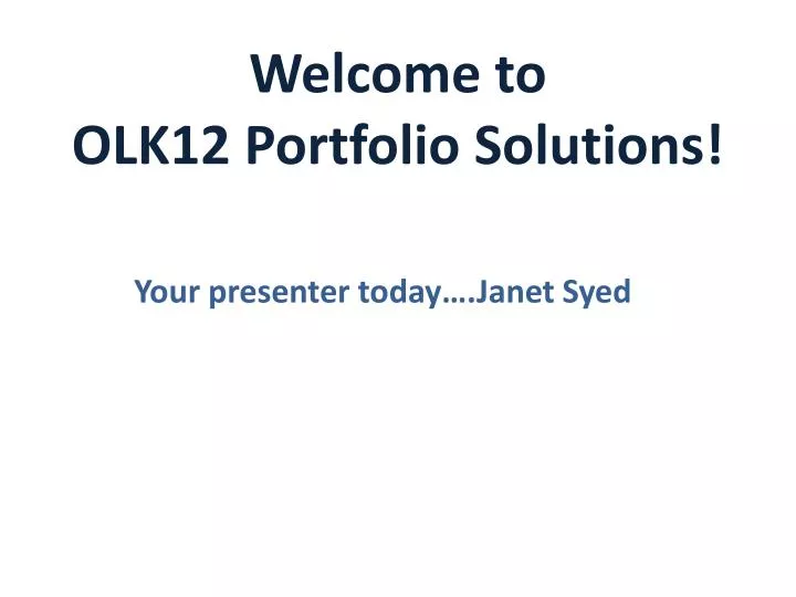 welcome to olk12 portfolio solutions