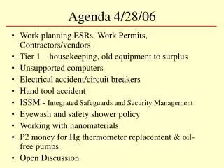 Agenda 4/28/06
